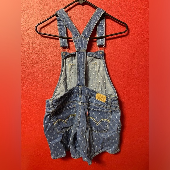 Levis GIRLS size 14 boyfriend Shortalls Overalls Denim Shorts - Picture 2 of 4